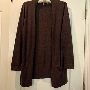 JJill marled brown cardigan.